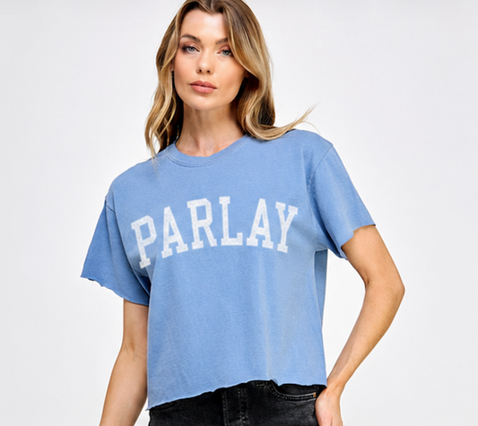 Blue jean Parlay Vintage Graphic Crop Top