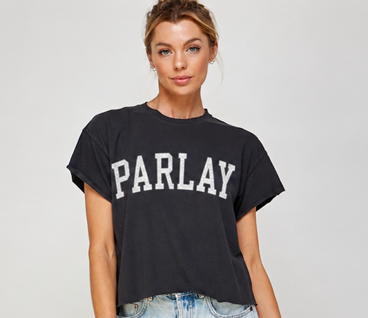 Black Parlay Vintage Graphic Crop Top